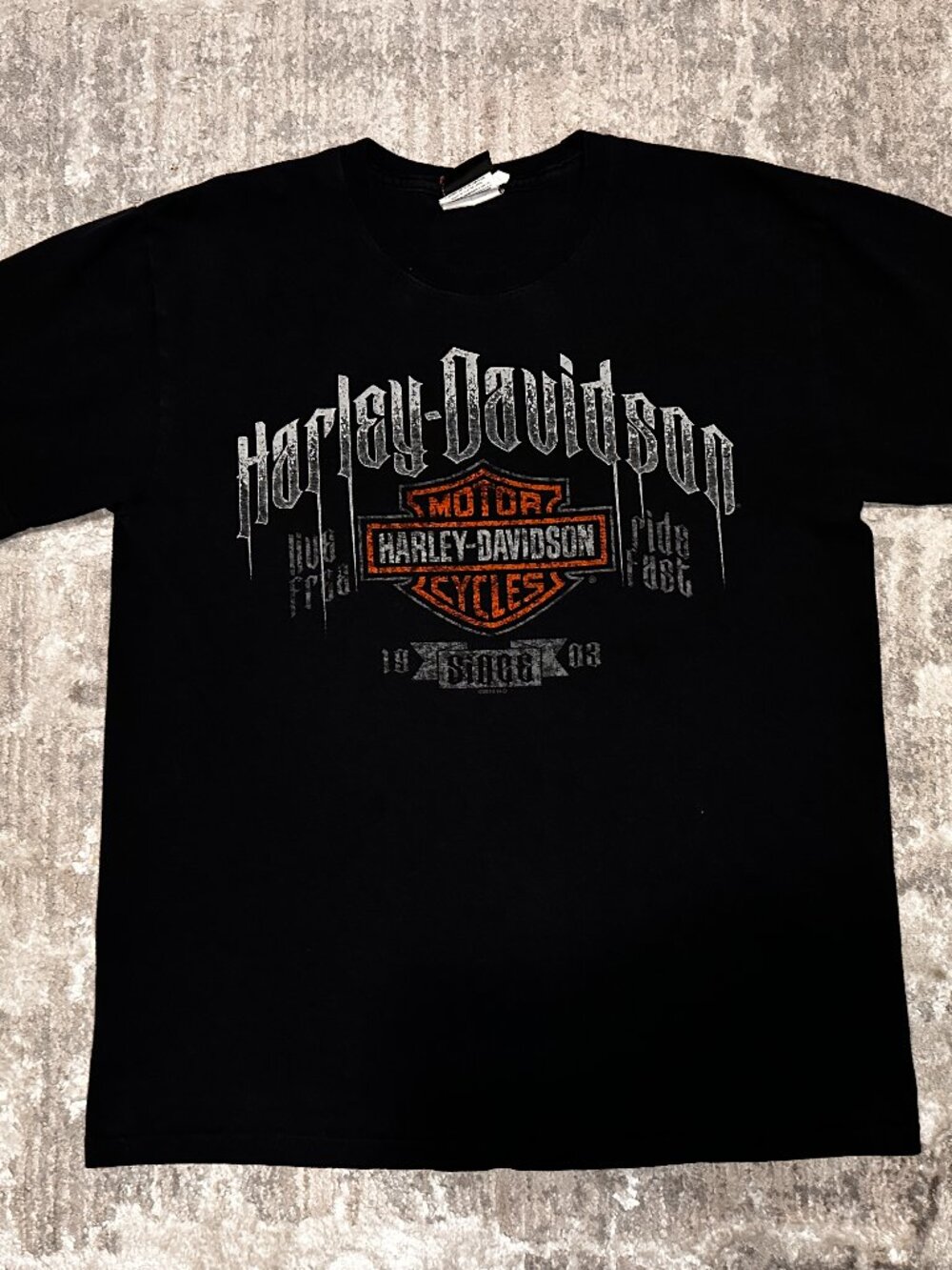 Y2K Harley-Davidson Oklahoma City OKC Spell Out T-Shirt Size Medium Grunge Biker